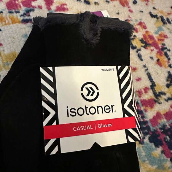 Isotoner Womens Micro Luxe Suede Casual Gloves Size Large Black Classic Warm - Picture 2 of 6
